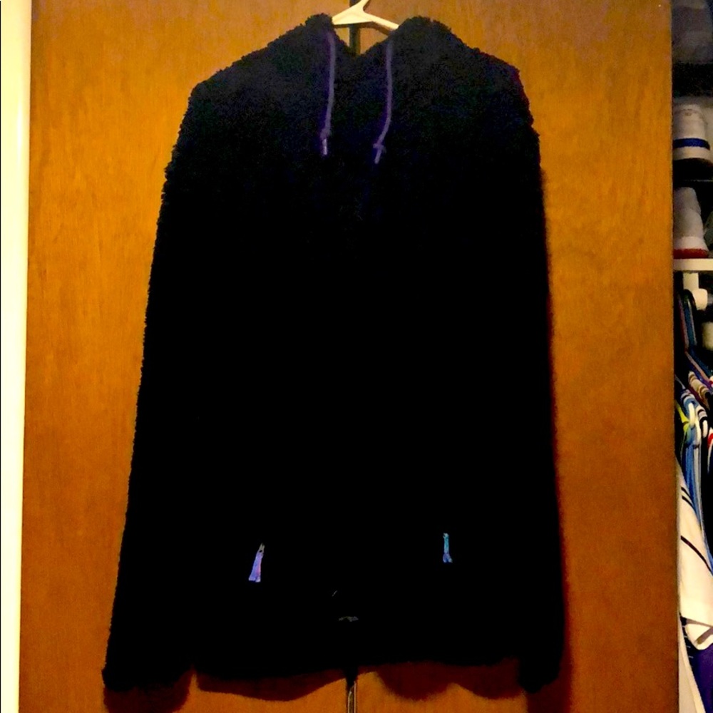 Black High Pile Hoodie